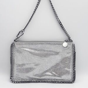 Stella McCartney Falabella Silver Faux Leather Chain Pochette Shoulder Bag